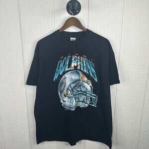 Vintage 90’s Miami Dolphins Big Logo Helmet Graphic Tee Size X-Large
